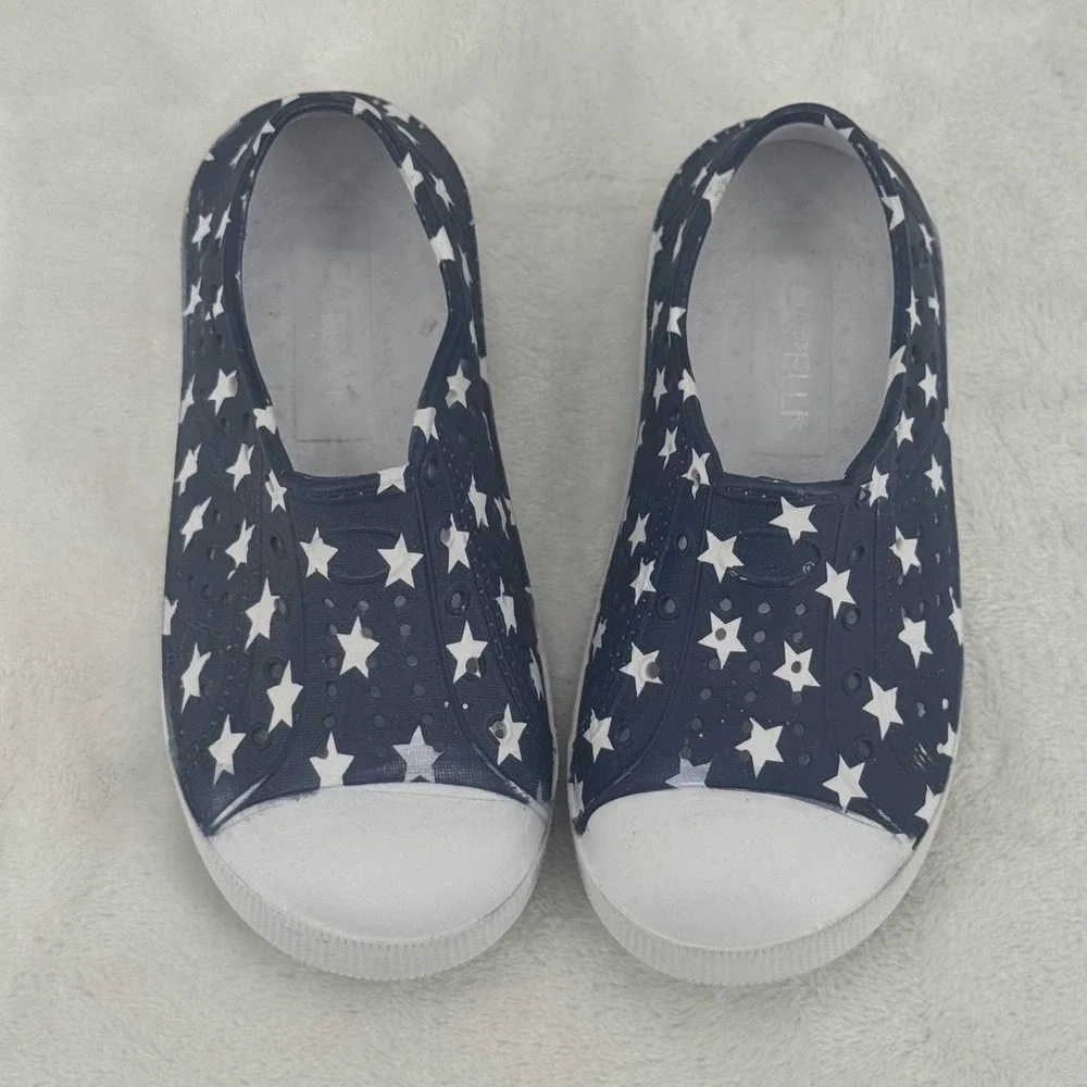 Capelli Kids Shoes Sz 7 Navy & White Star Print Slip On Sneakers Water Shoe USA